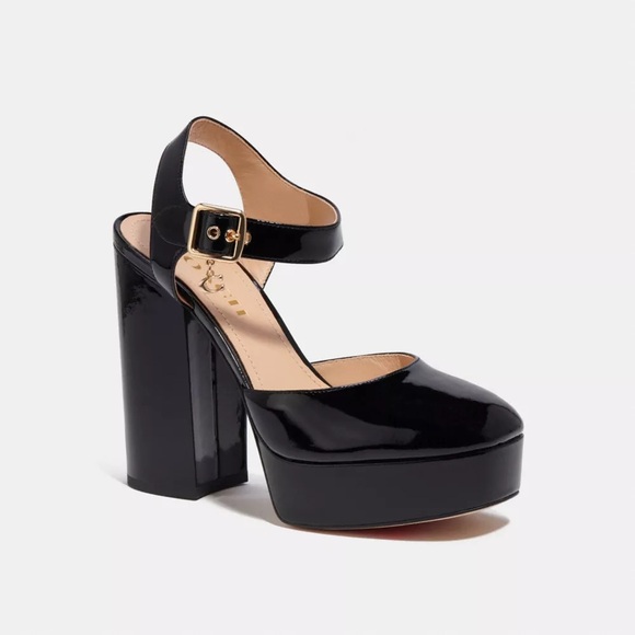 Coach Isabella Ankle-Strap Platform Block-Heel Pumps - Picture 2 of 16